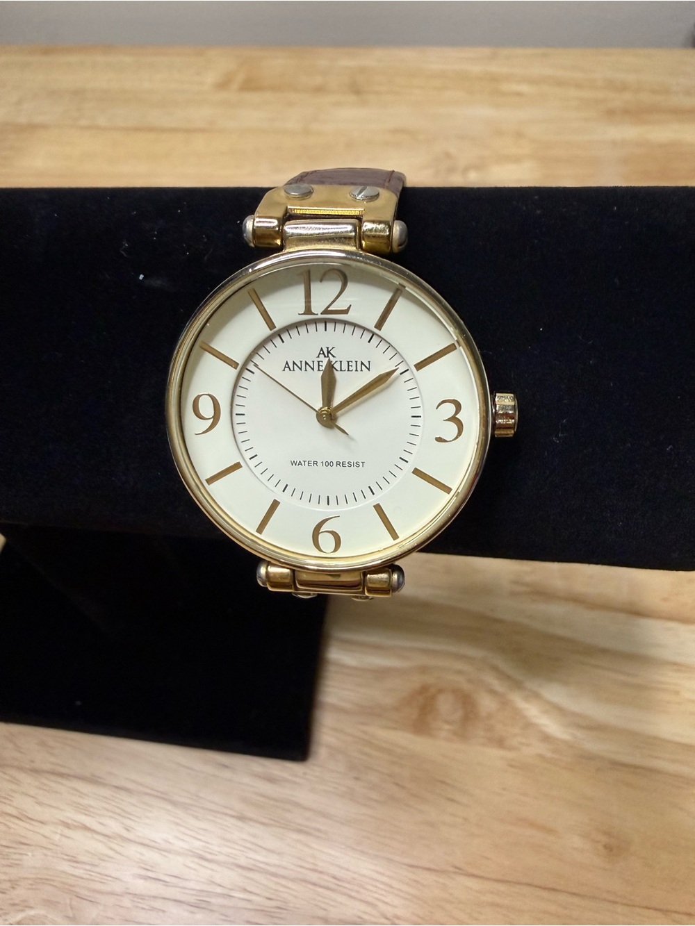 Anne Klein Gold and White Round Dial Women's Watch WITH CALLOUT